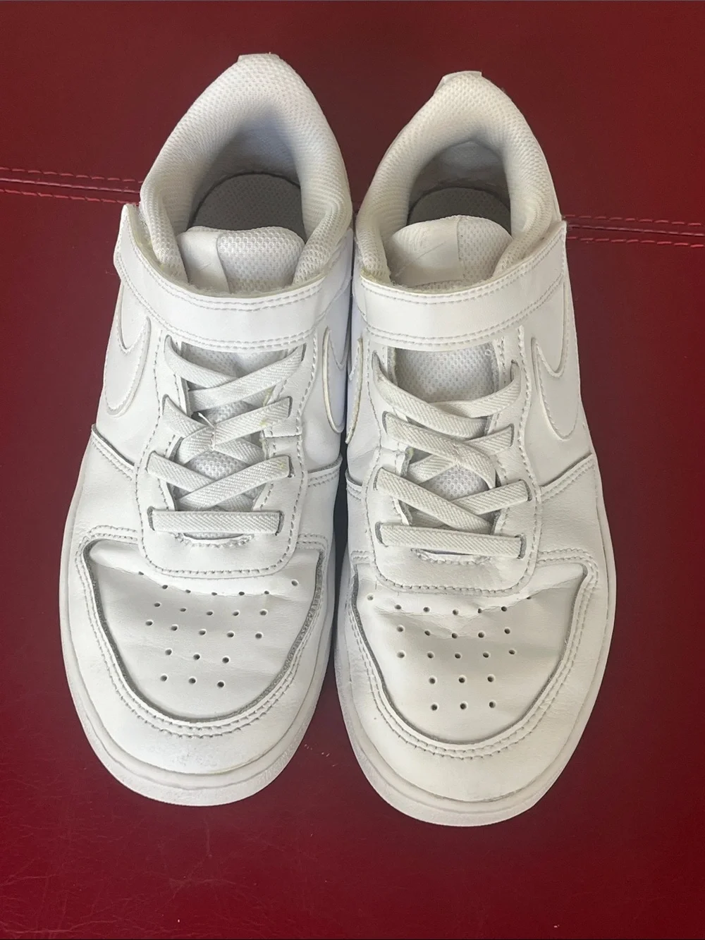 Like New Nike Kids Air Force One All-White Velcro Low EasyOn Sneakers Sz 2.5Y